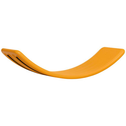Orange kids balance wobble board with curved rocker surface for standing play