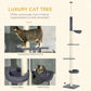Cat tree features view: carpeted platforms and cozy round bed with hammock