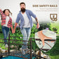 Bronze metal garden bridge with side safety rails for secure footing