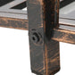 Bronze metal bridge end post detail with curled finial and support bar