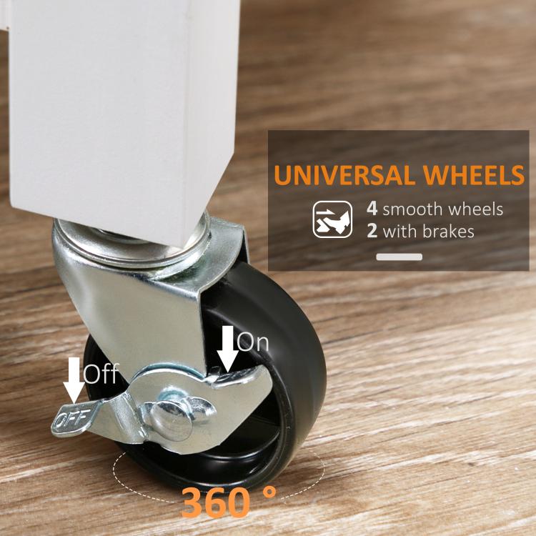 Kitchen island cart caster wheel with brake lever for rolling storage