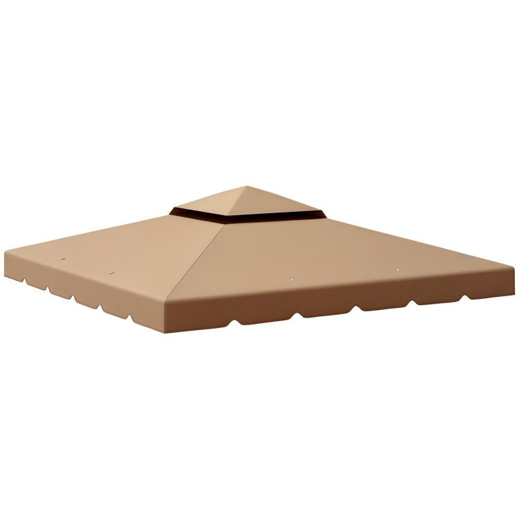 Khaki gazebo replacement top cover canopy, flat roof with center seam and vent panel