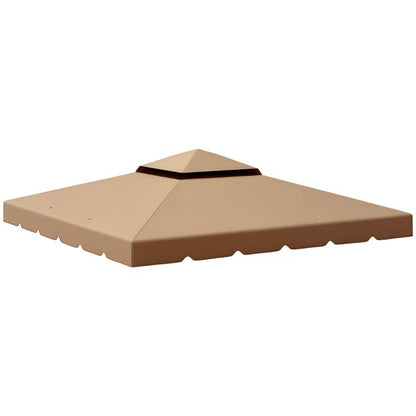 Khaki gazebo replacement top cover canopy, flat roof with center seam and vent panel