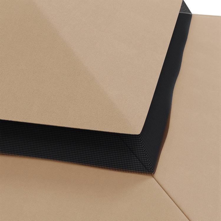 Khaki gazebo replacement canopy with corner seam and reinforced edge trim