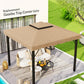 Khaki gazebo top cover canopy with black frame legs, scalloped edge detailing