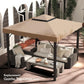 Khaki gazebo replacement top cover canopy with black trim and scalloped valance edge