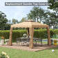 Khaki gazebo top cover canopy with side drapes and dark gazebo frame