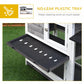 2-tier rabbit hutch ramp with black anti-slip surface and vented lower wire compartments