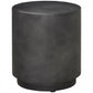 Dark gray cylindrical side table with smooth concrete finish and round top