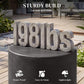 Outdoor-ready dark gray round side table with concrete-look finish and tall pedestal base