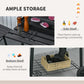 Charcoal barbecue grill with side shelf and bottom shelf for tools or charcoal