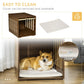 Dog crate end table with removable washable cover and zipper cushion access