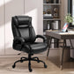 Black high-back executive office chair with padded arms and ergonomic seat on swivel casters