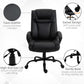 Black faux leather executive chair with gas lift, swivel seat, and rolling casters
