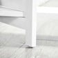 White 4-panel folding privacy screen divider with shelf detail at corner