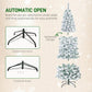 Snow-flocked slim Christmas tree with detachable folding metal base for easy setup