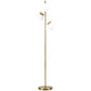 Gold floor lamp with three white globe shades and arched branch stems