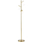 Gold 3-light globe floor lamp with tall pole and three glass shades on base