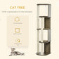 Cat tree feature graphic with tall cream posts and dark wood levels