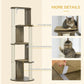 Cat tree details graphic showing five perches and scratching post sections