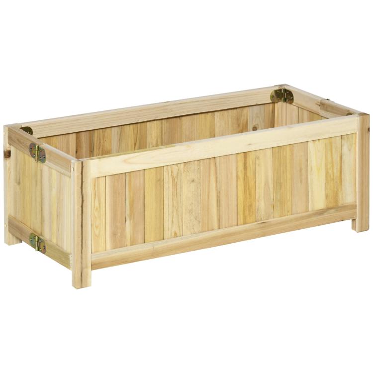 Wooden raised garden bed planter box with four posts and open top