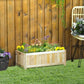 Wooden raised planter bed with upright slat sides and open planting area