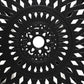 Top view of black round lattice patio table with central umbrella-hole opening