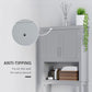 Gray over-toilet cabinet with anti-tipping wall mount shown on the side