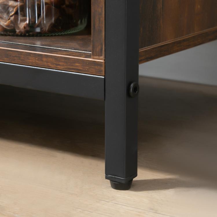 Industrial sideboard buffet cabinet with dark metal leg base
