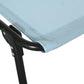 Light blue breathable mesh fabric corner on black folding chaise leg.