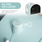 Light blue litter box top with vent fan and hanging side scoop holder
