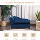 Blue pet sofa bed couch with folded seat and black legs