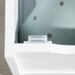 White toddler storage bench corner with internal hinge and lid support