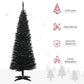 Black pencil artificial Christmas tree on tripod plastic base, full view