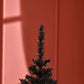 Black pencil artificial Christmas tree top section with dense branch tips
