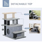Gray cat stairs with three steps, detachable top platform, and scratching posts