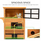 Wooden 3-tier cat house with spacious tier openings for jumping and a side escape door