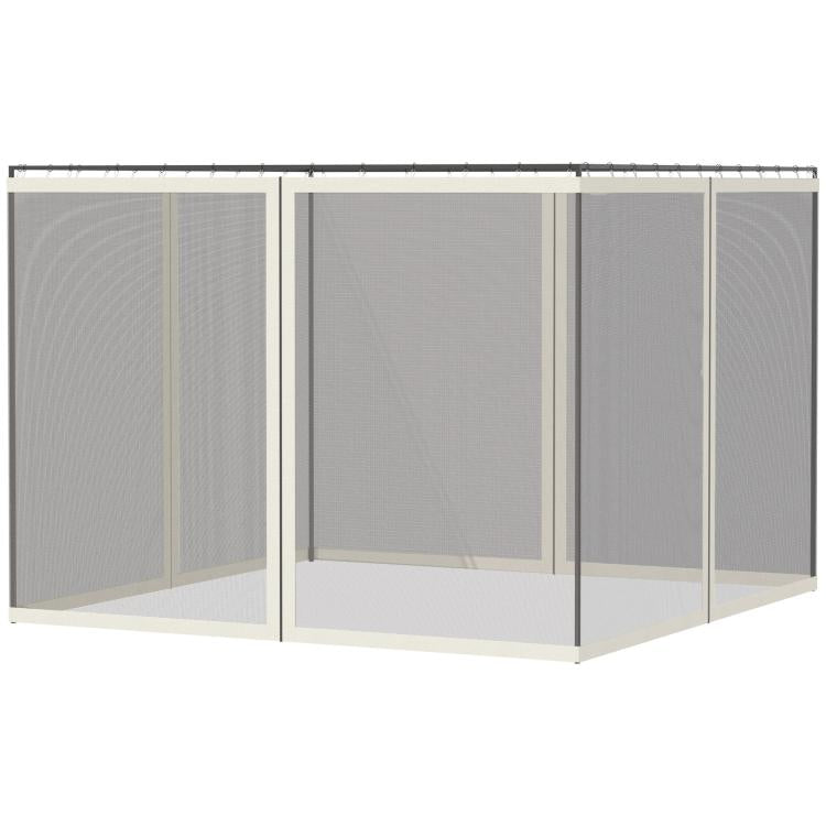 Replacement mesh sidewall netting set with four dark gray mesh panels and white trim