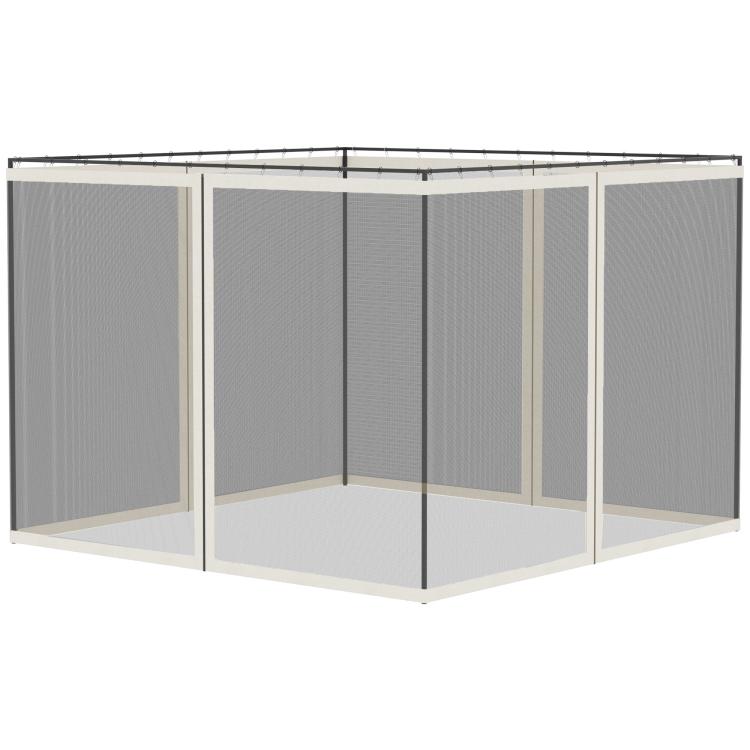Replacement mesh sidewall netting panels with dark gray mesh and white frame supports