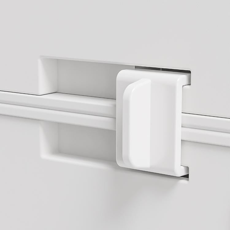 White folding wardrobe closet magnet door with latch on side panel