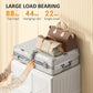 White folding wardrobe closet with luggage stored on top and cube doors below