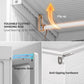 White wardrobe closet with hanging rod, magnetic door, and anti-tipping hardware