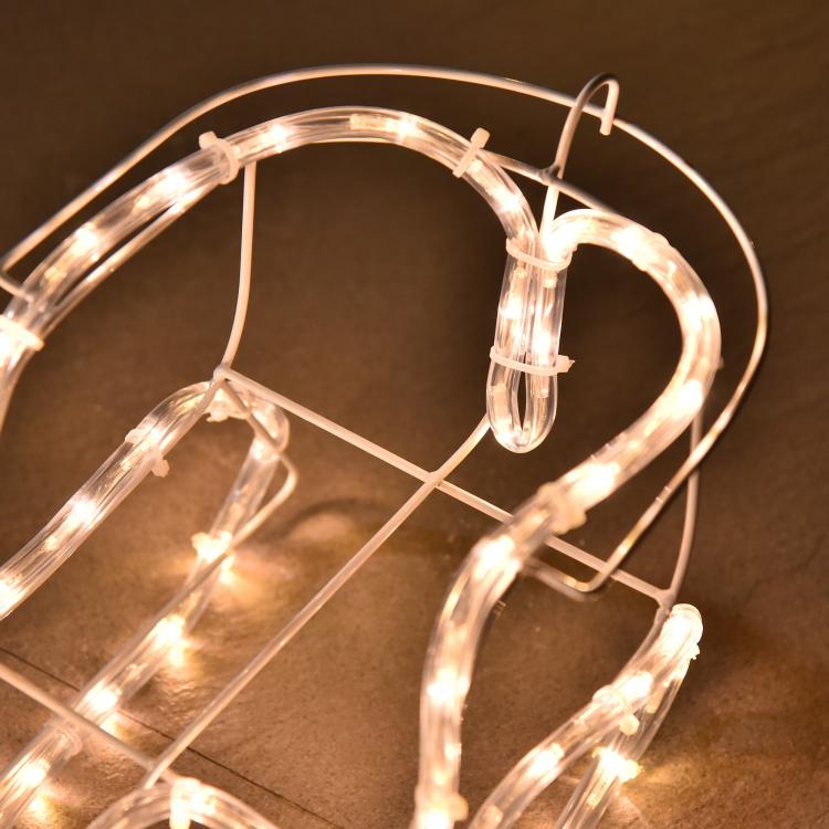35-inch Christmas reindeer and sleigh LED light frame, warm white glowing wire