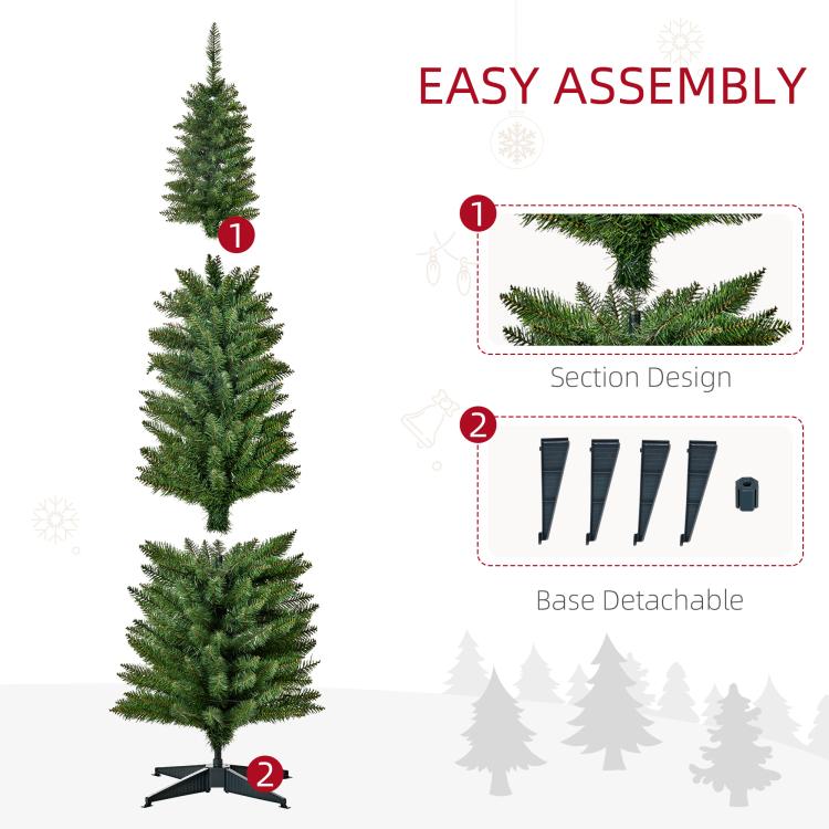 Artificial Christmas tree assembly steps with section design and detachable base.
