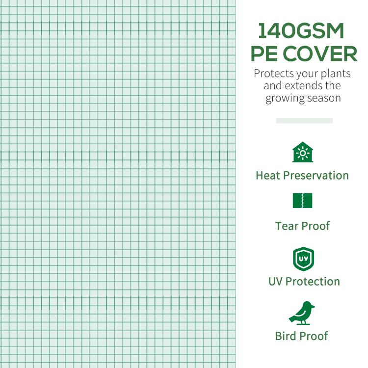 Green PE mesh greenhouse cover close-up with fine grid texture
