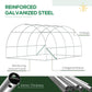 Reinforced galvanized steel hoop frame for a green tunnel greenhouse