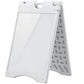 White A-frame sign with blank board and top carrying handle, perforated side panel