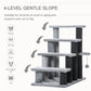 Gray 4-level cat tree with three platforms and hanging ball