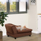Brown pet sofa bed couch with padded back and seat, shown in a corner layout.