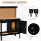 Black lockable workbench cabinet with keys, plus tan pegboard above